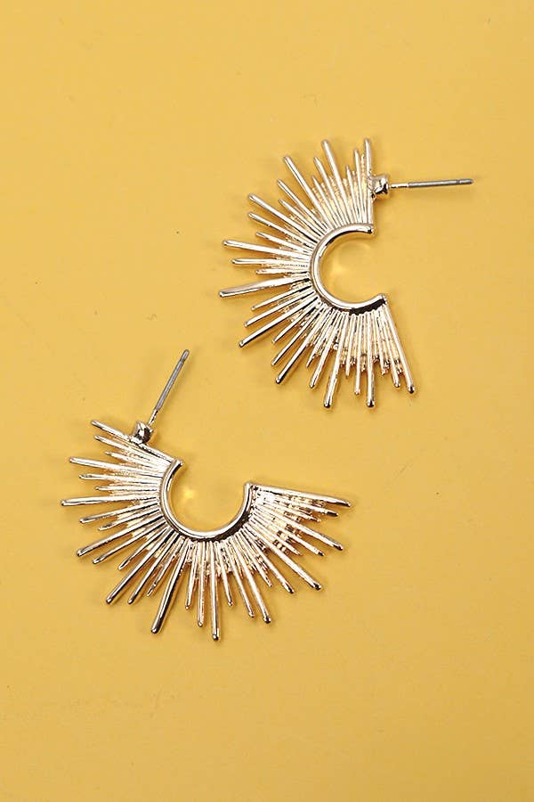 GOLD SUNBURST STUD HOOP EARRINGS
