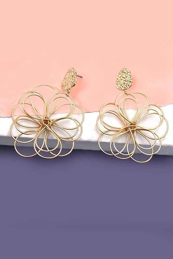 ENTWINED MATTE FLOWER DANGLE EARRINGS