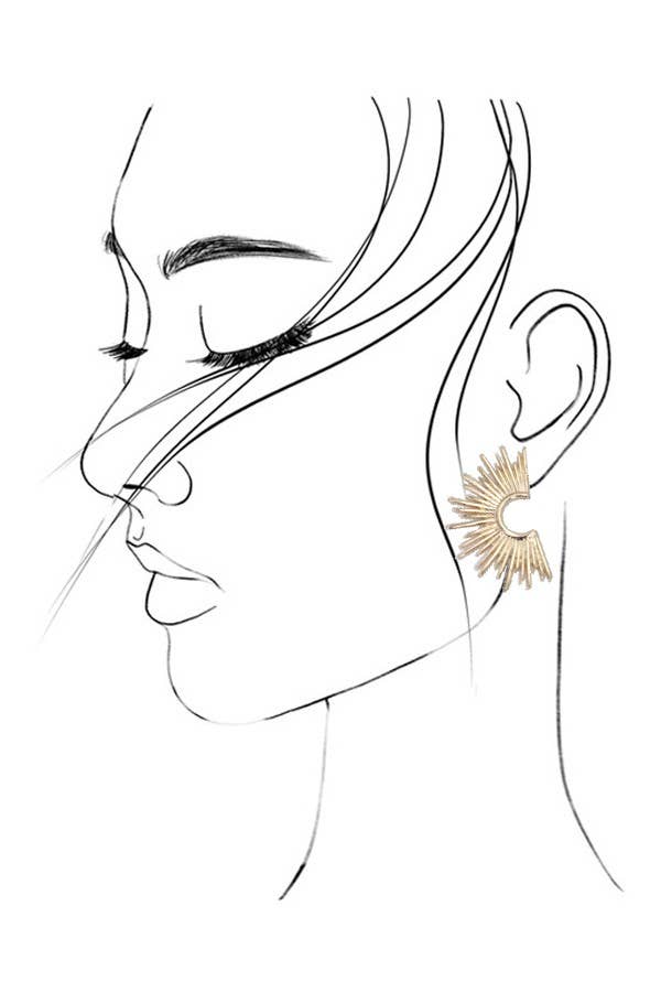 GOLD SUNBURST STUD HOOP EARRINGS