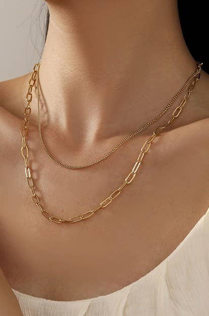 TITANIUM STEEL NON-TARNISH LAYERED CHAIN NECKLACE