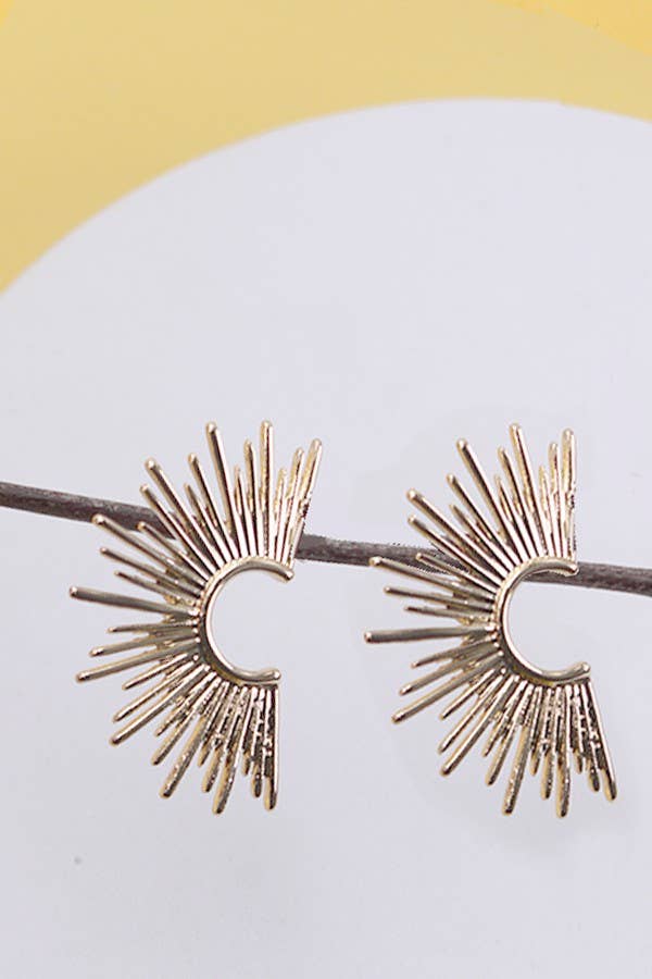 GOLD SUNBURST STUD HOOP EARRINGS