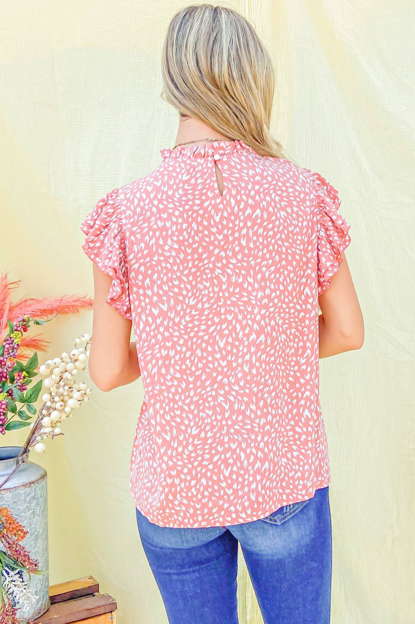 Leopard Printed Ruffle Baby Doll Top