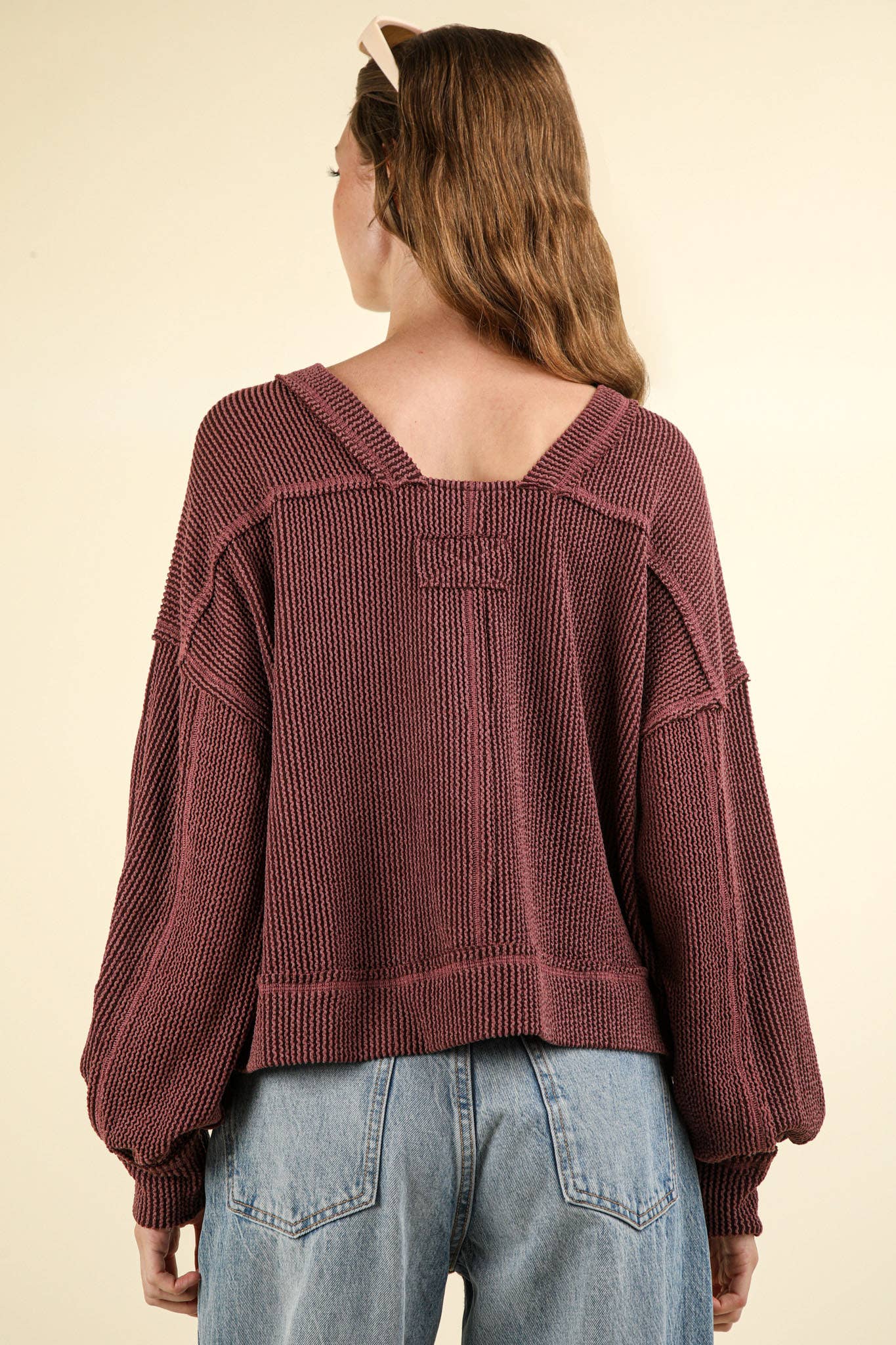 Two Tone Otto Ribbed Oversized Soft Comfy knit Top