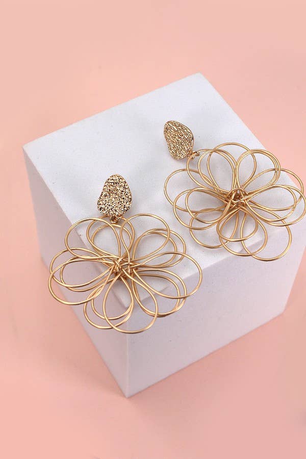 ENTWINED MATTE FLOWER DANGLE EARRINGS