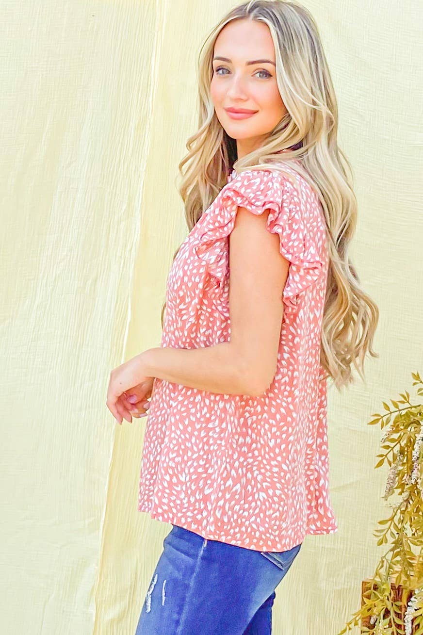 Leopard Printed Ruffle Baby Doll Top