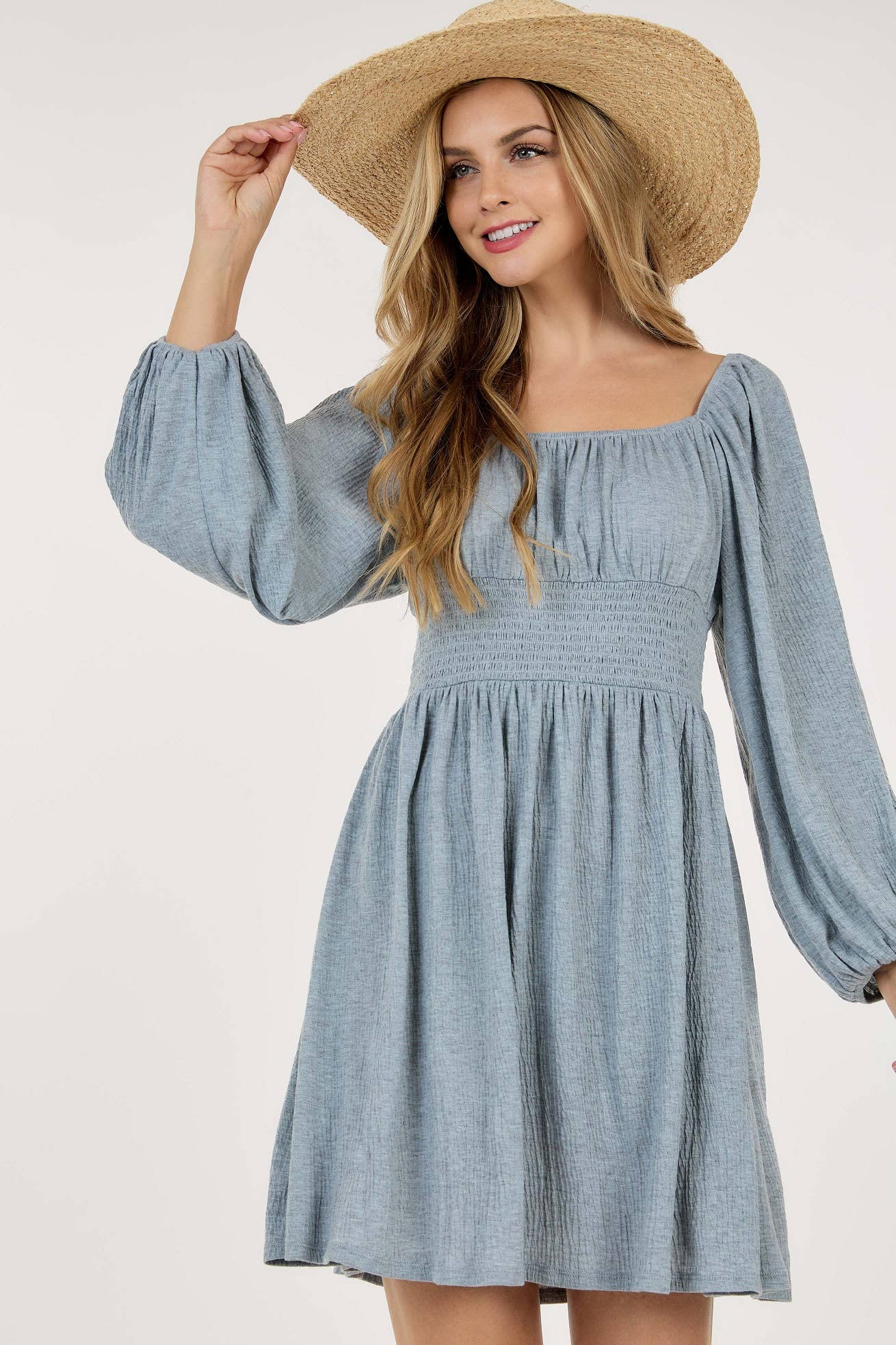 Bubble Long Sleeve Short Dress