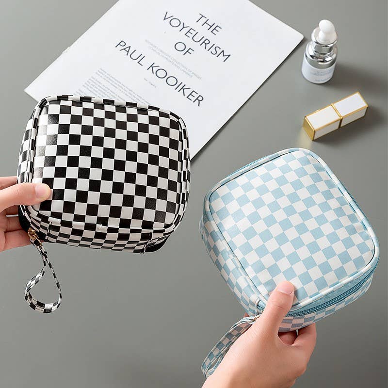TRAVEL CHECKER GINGHAM MAKEUP COSMETIC POUCH BAG | 40P537