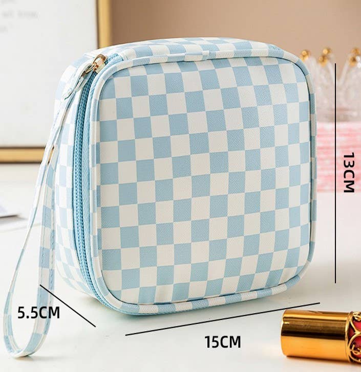TRAVEL CHECKER GINGHAM MAKEUP COSMETIC POUCH BAG | 40P537