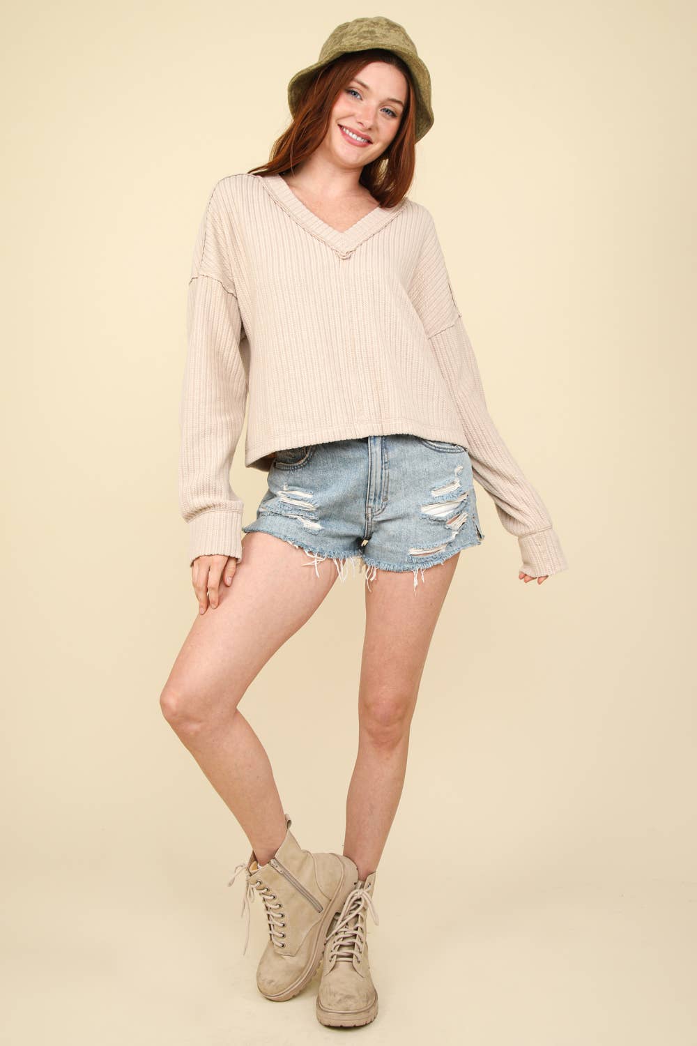 Casual Comfy Soft V-Neck Knit Top