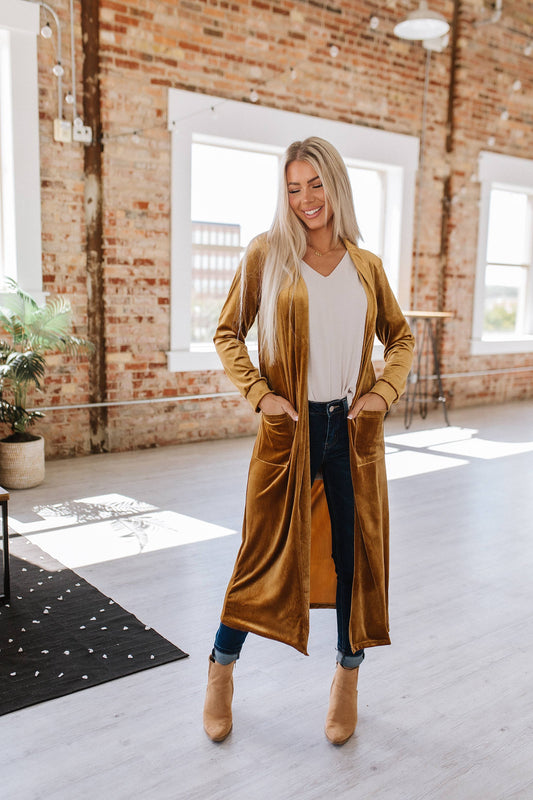 Eve Velvet Long Cardigan | S-2XL