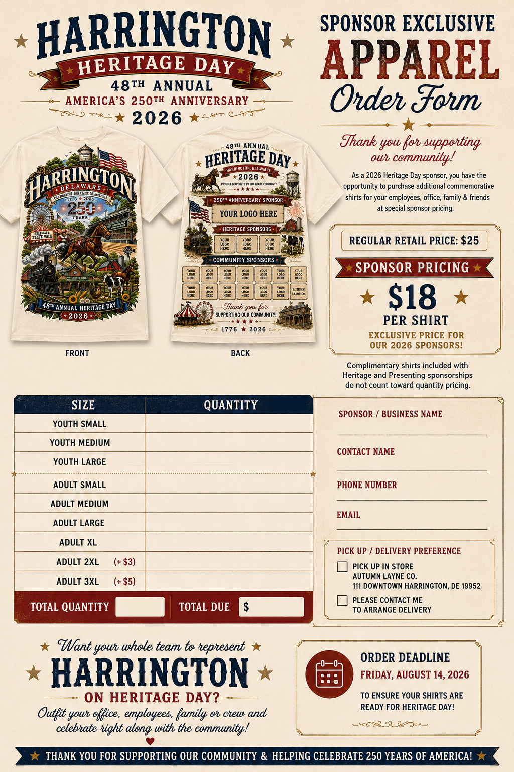 Harrington Heritage Day Shirt Sponsorship