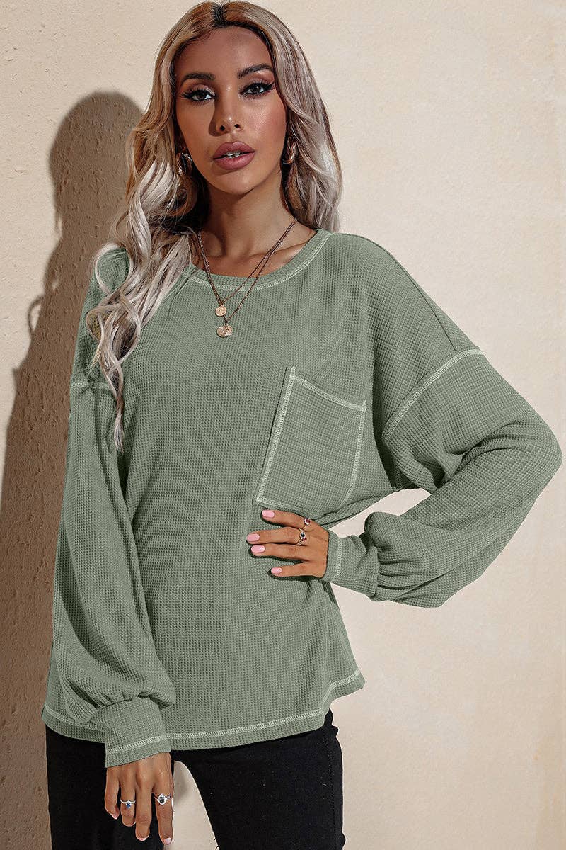 Round Neck Long Sleeve Knit Top