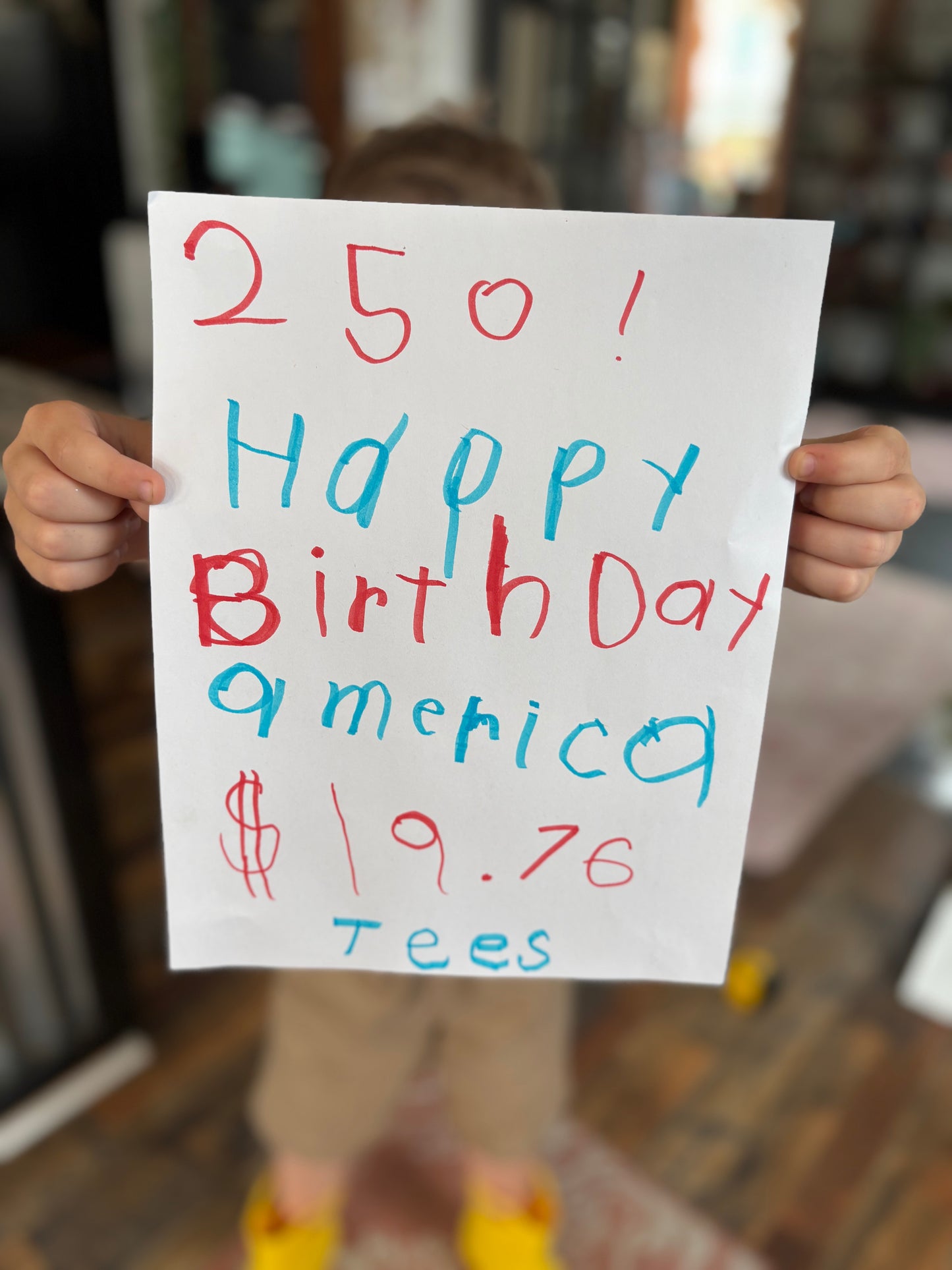 Custom Tee- Happy Birthday America Goal ❤️💙🤍Knox & Easton