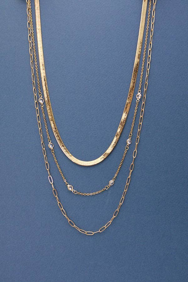 SNAKE STONE LINK CHAIN MULTI LAYER NECKLACE | 52N2081521