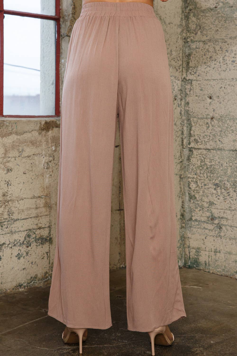 70035P - RAYON PALAZZO PANTS WITH ELASTIC WAIST