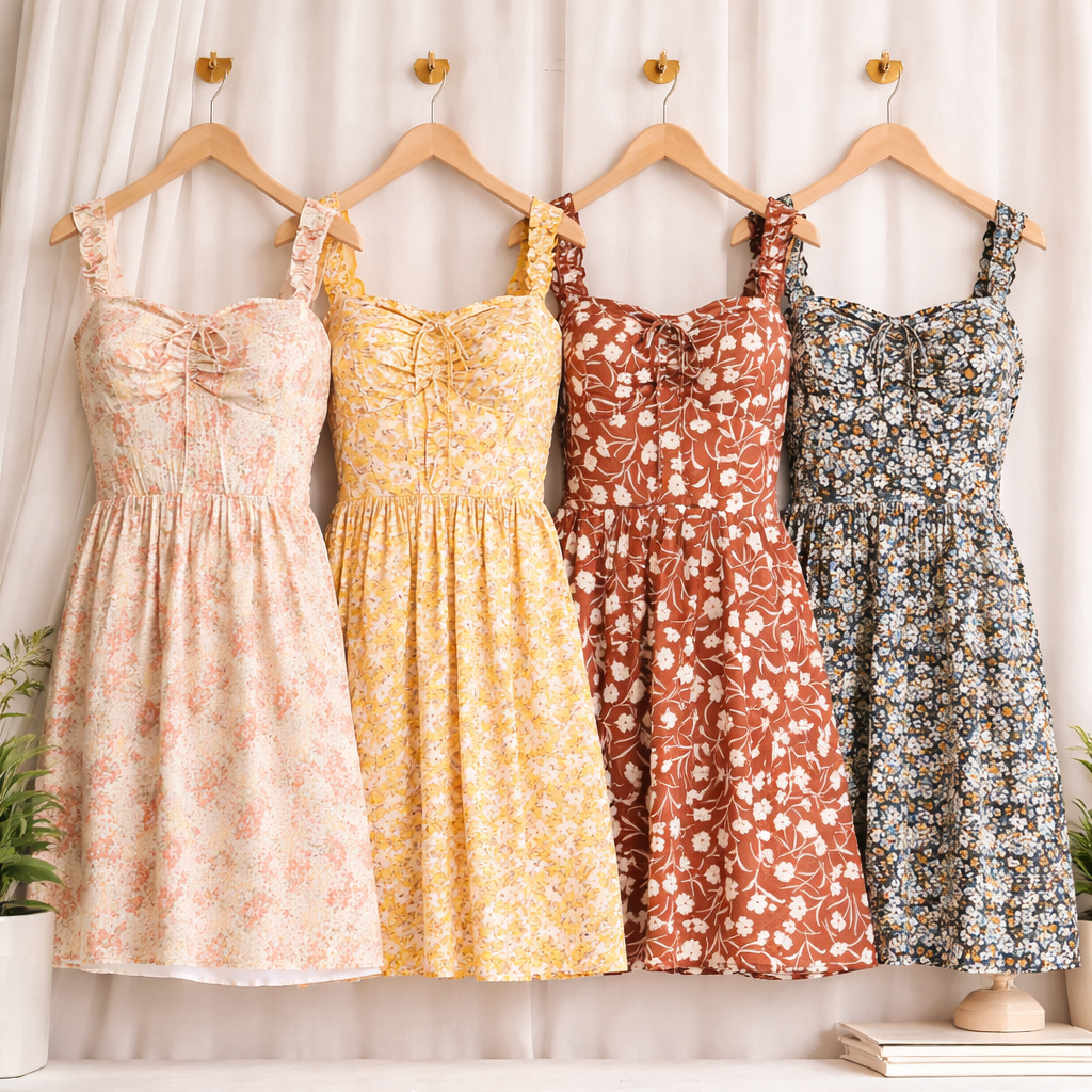 WILD BLOOM FLORAL RUFFLE STRAP MINI DRESS
