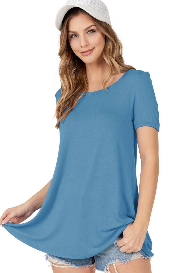 Short Sleeve Round Neck Knit Top