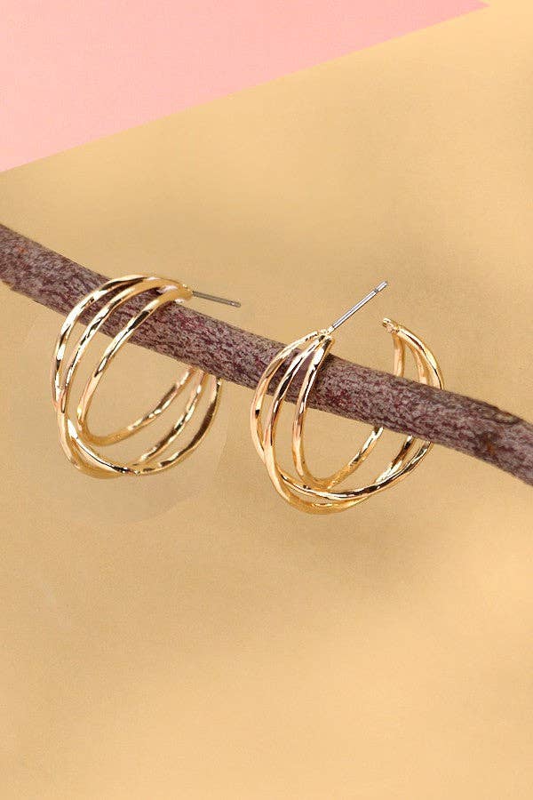 TRIPLE INTERTWINED HOOP EARRINGS | 80E1412