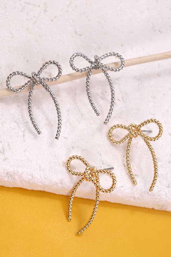 ROPE BOW DESIGN STUD EARRINGS | 10E3063007