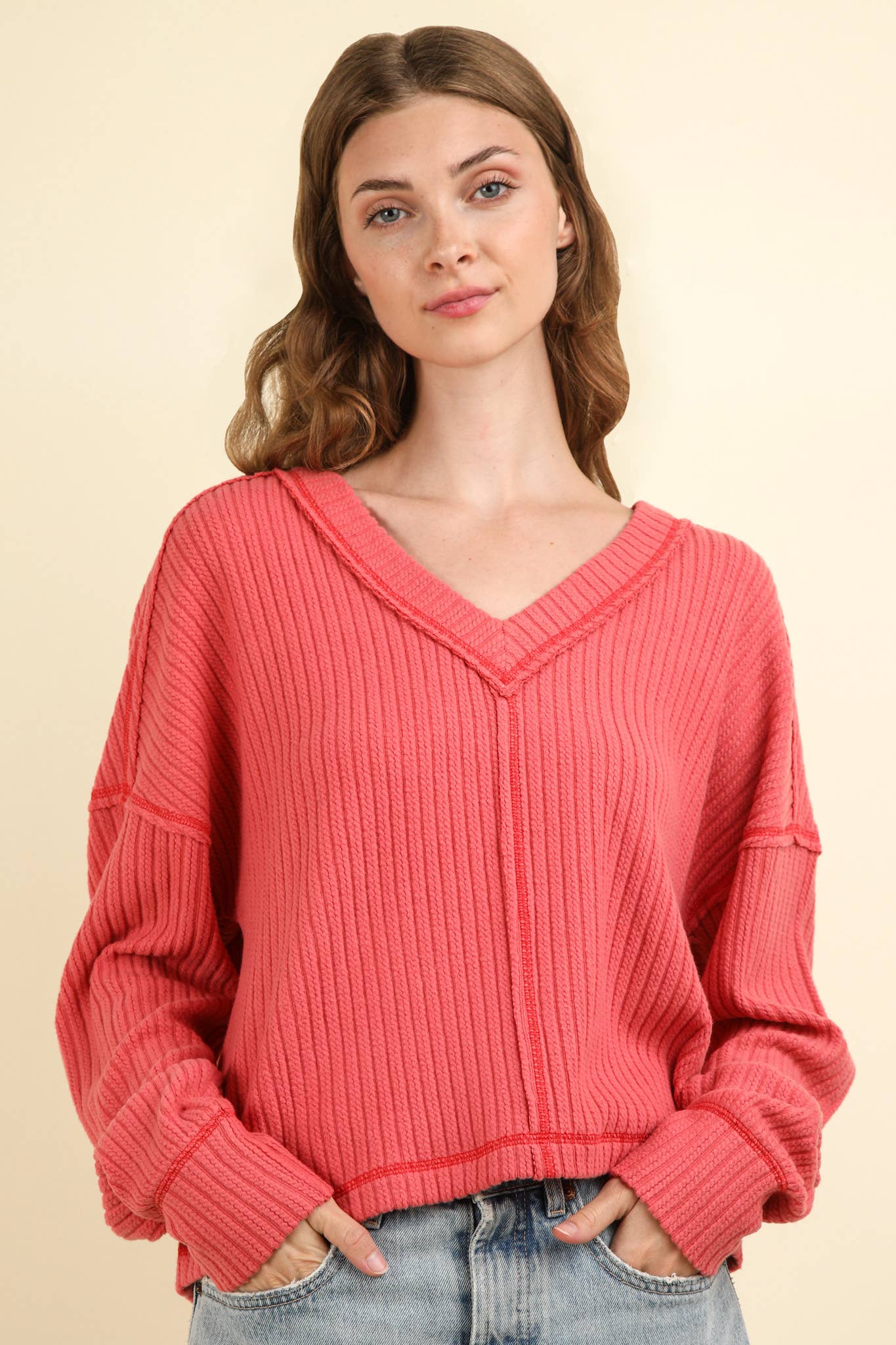 Casual Comfy Soft V-Neck Knit Top