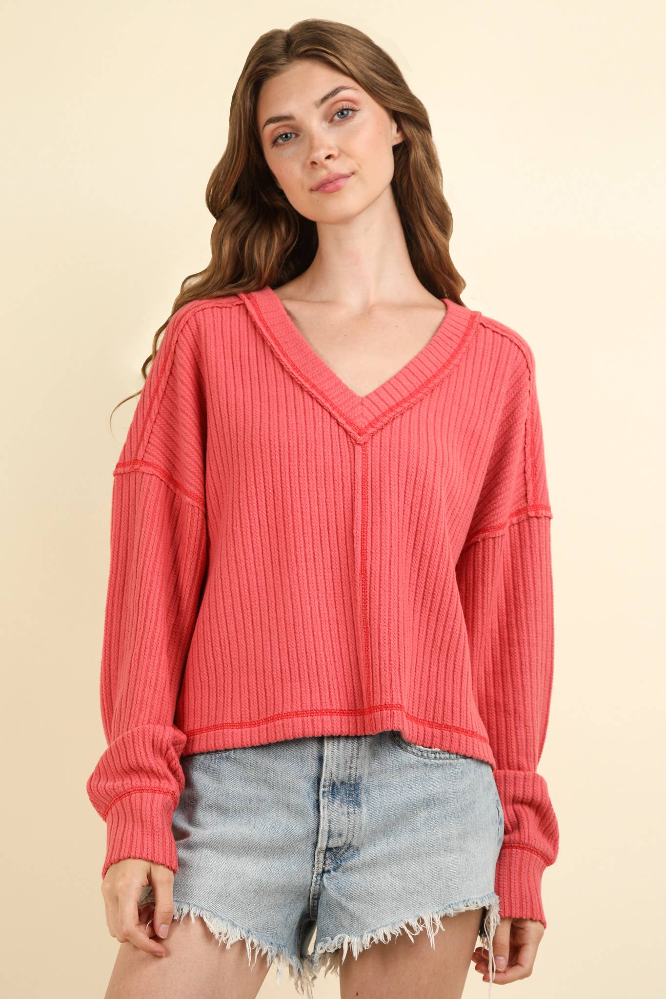 Casual Comfy Soft V-Neck Knit Top