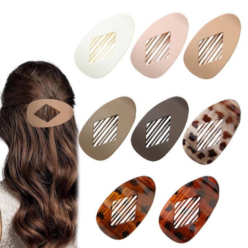 Jumbo Lay Flat Oval Hair Claw Clips