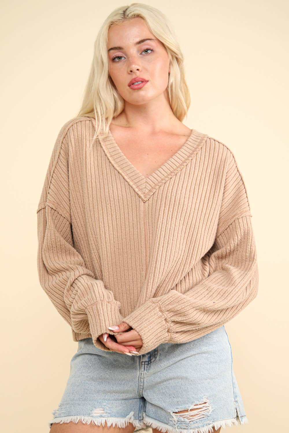 Casual Comfy Soft V-Neck Knit Top