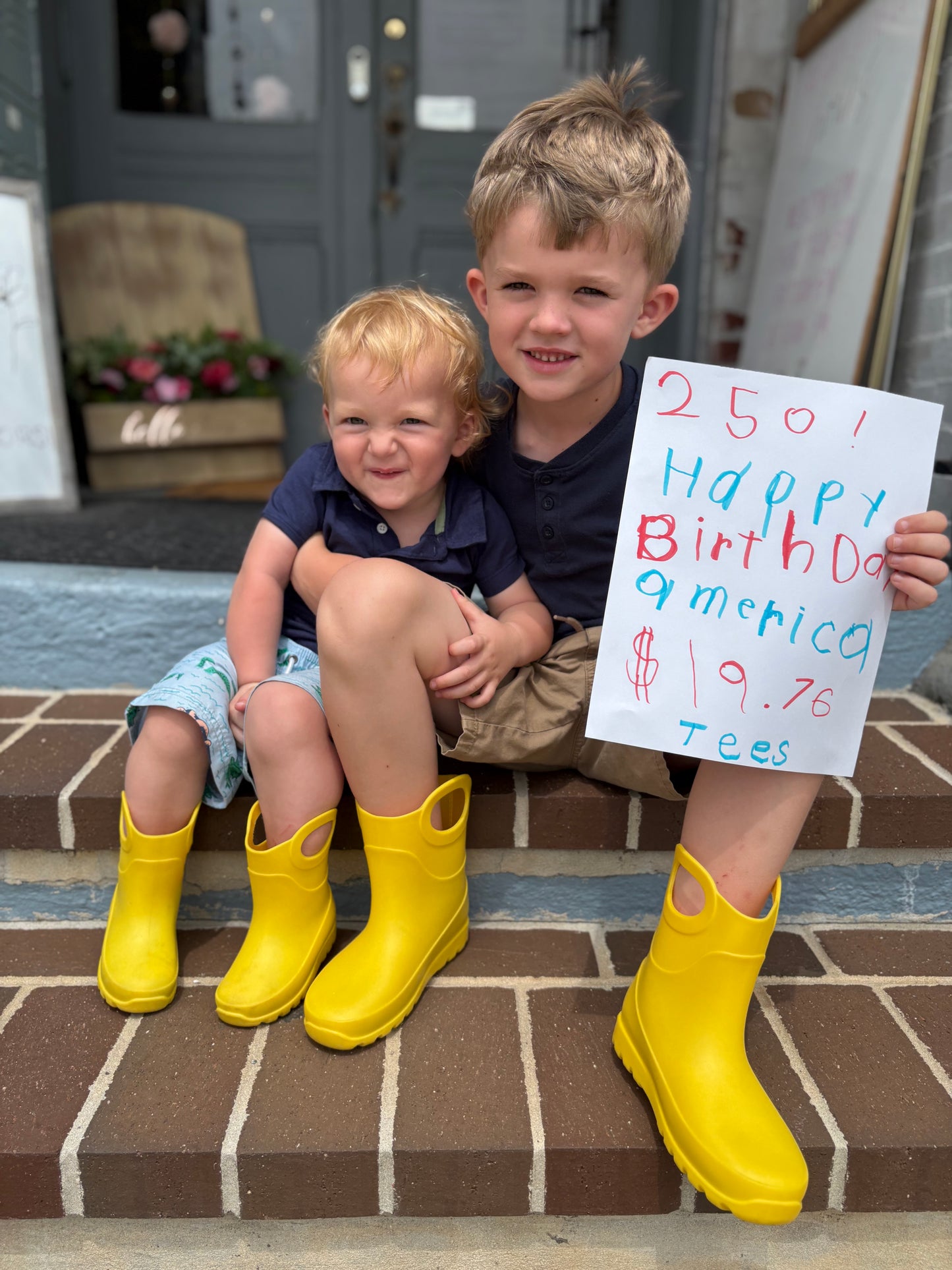 Custom Tee- Happy Birthday America Goal ❤️💙🤍Knox & Easton
