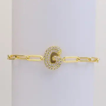 Initial Bubble Balloon Bracelet Gold Filled