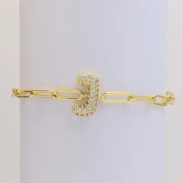 Initial Bubble Balloon Bracelet Gold Filled