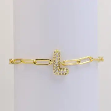 Initial Bubble Balloon Bracelet Gold Filled