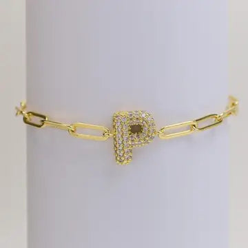 Initial Bubble Balloon Bracelet Gold Filled