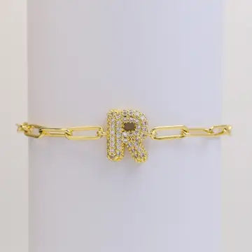 Initial Bubble Balloon Bracelet Gold Filled