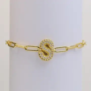 Initial Bubble Balloon Bracelet Gold Filled