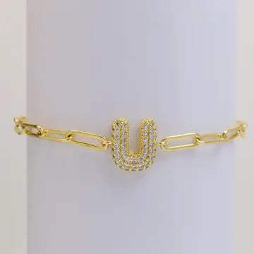 Initial Bubble Balloon Bracelet Gold Filled