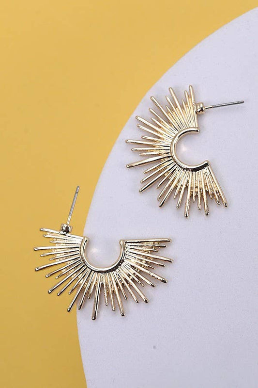 GOLD SUNBURST STUD HOOP EARRINGS