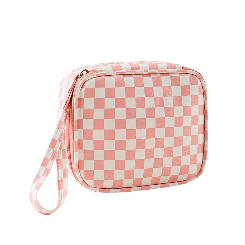 TRAVEL CHECKER GINGHAM MAKEUP COSMETIC POUCH BAG | 40P537