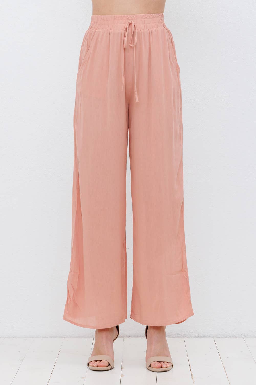 70035P - RAYON PALAZZO PANTS WITH ELASTIC WAIST