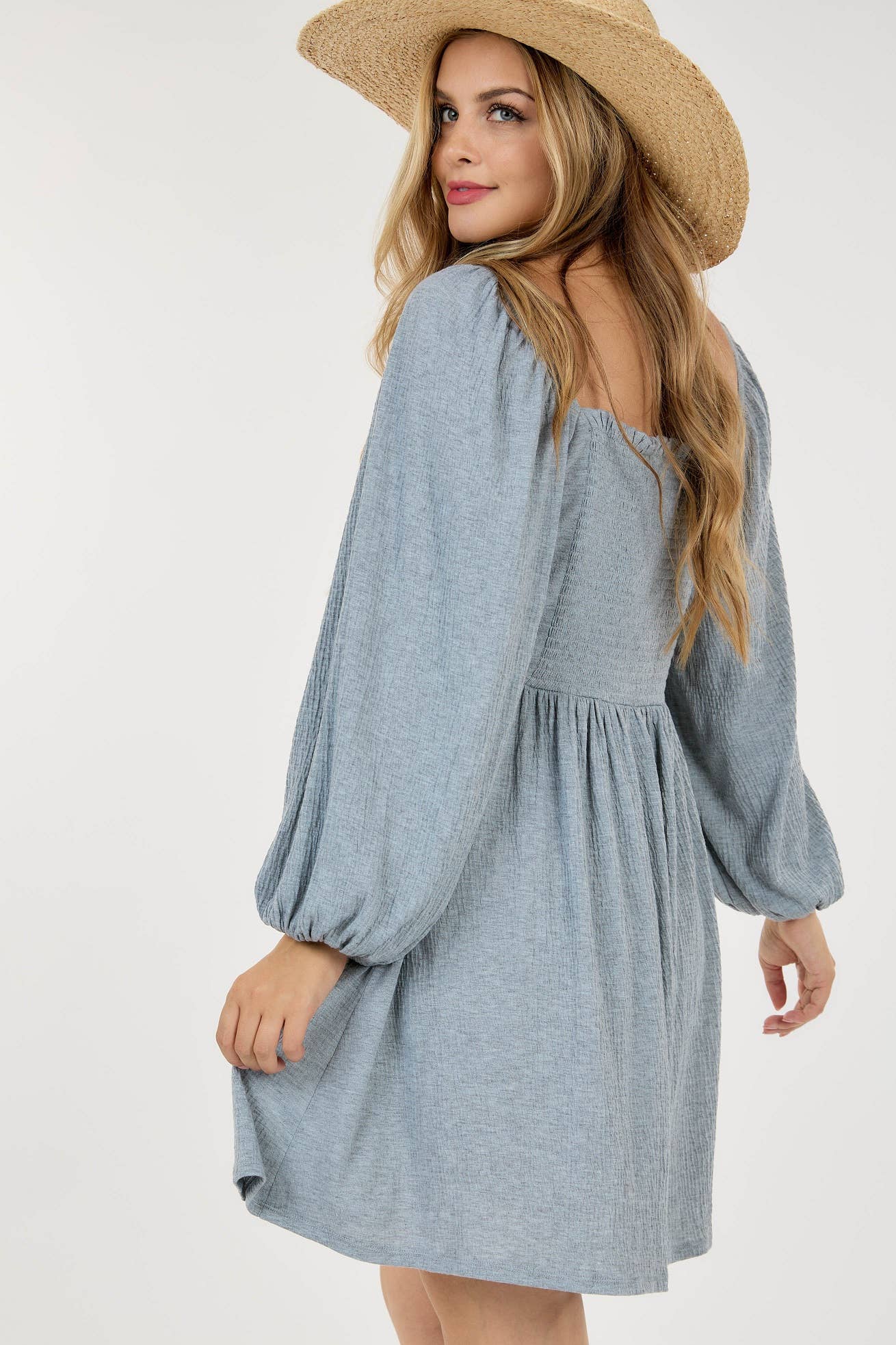 Bubble Long Sleeve Short Dress