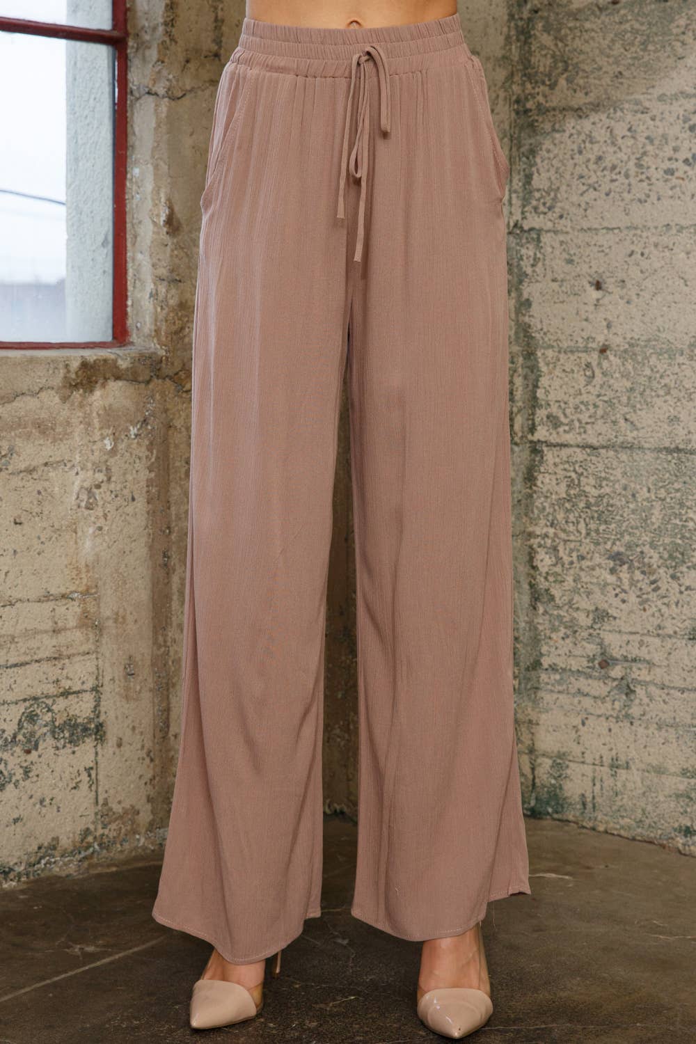 70035P - RAYON PALAZZO PANTS WITH ELASTIC WAIST