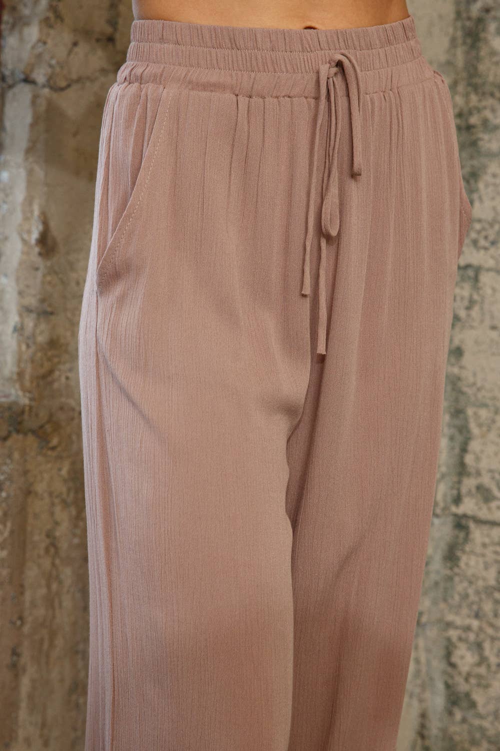 70035P - RAYON PALAZZO PANTS WITH ELASTIC WAIST