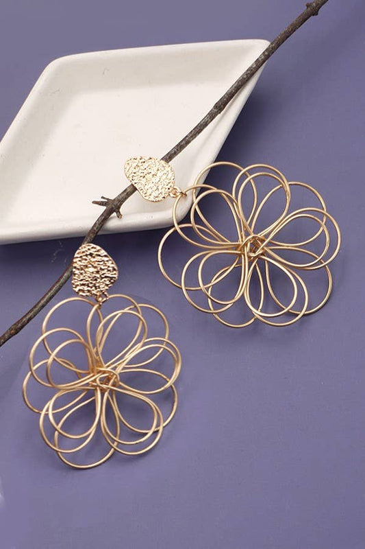 ENTWINED MATTE FLOWER DANGLE EARRINGS