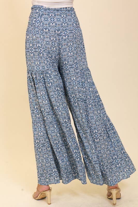 Boho Gypsy Print Wide Leg Pants
