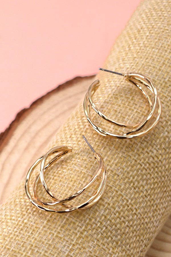 TRIPLE INTERTWINED HOOP EARRINGS | 80E1412