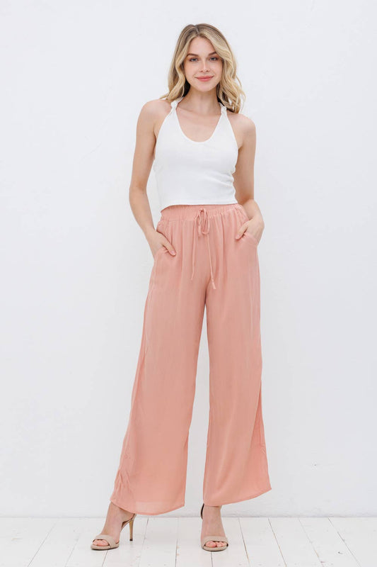 70035P - RAYON PALAZZO PANTS WITH ELASTIC WAIST