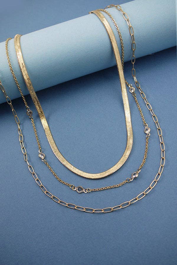 SNAKE STONE LINK CHAIN MULTI LAYER NECKLACE | 52N2081521