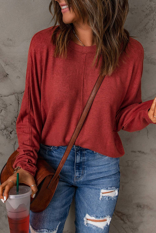 Solid Color Patchwork Long Sleeve Top